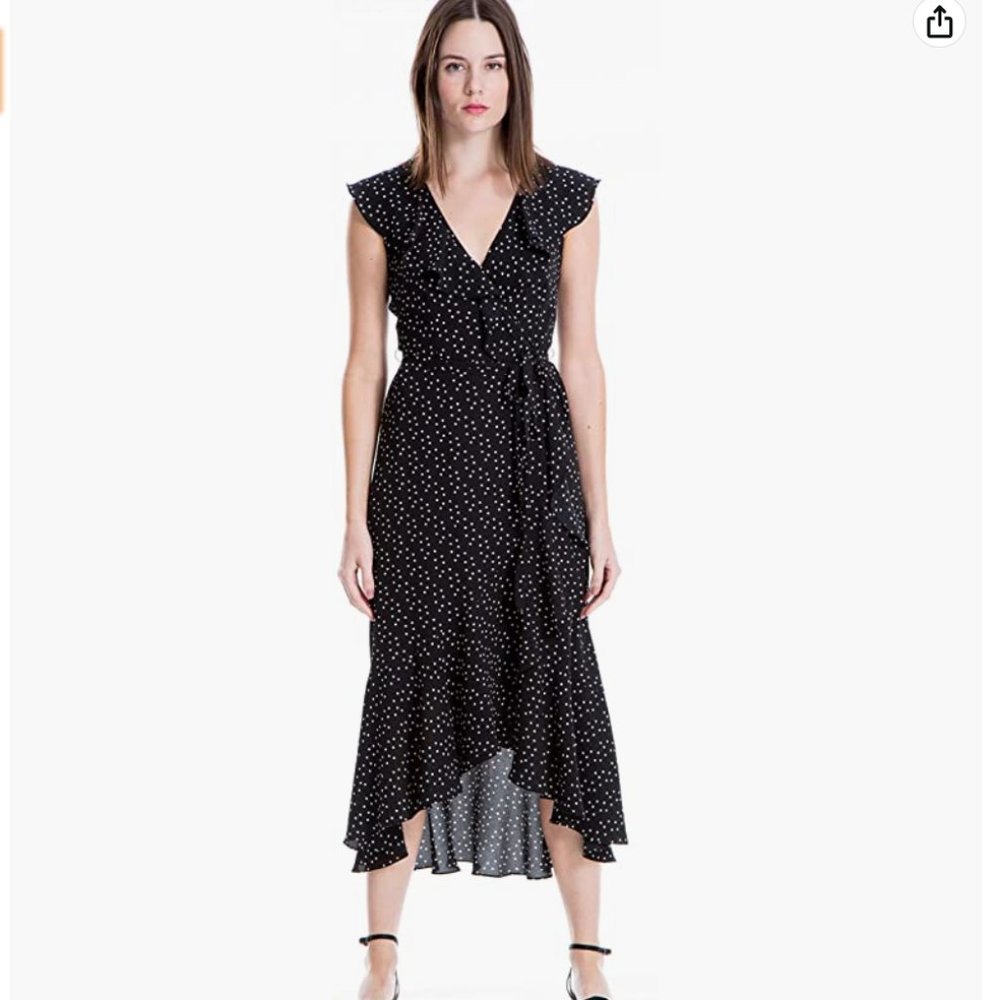 Max Studio Women's Printed Ruffle Wrap Midi Dress